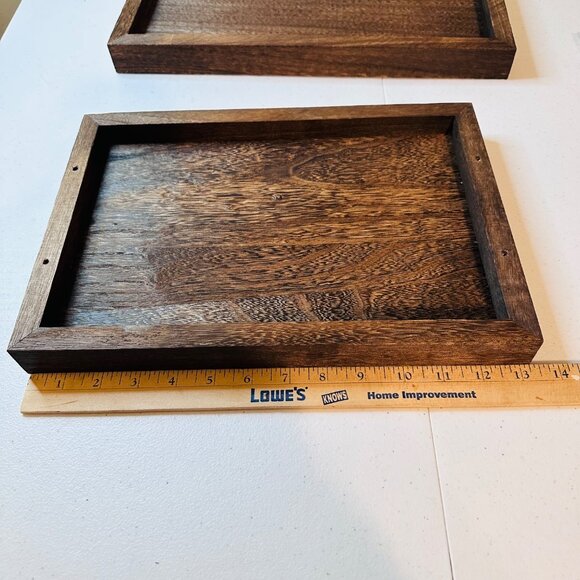 Set Of 2 Rustic Farmhouse Wooden Trays With Handles - Assembly Required - Picture 2 of 11